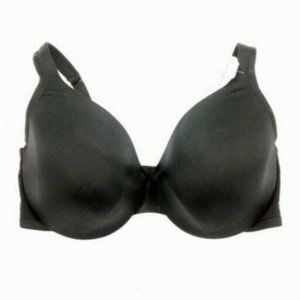 Cacique Lane Bryant Bra Smooth Satin Full Coverage Mesh Sides U/W 42DD Black